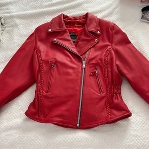 Red Leather Motorcycle Jacket